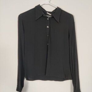 Teenflo Teenflo Girl's Button Down Shirt Blouse in Black Size 14 Goth Whimsigoth
